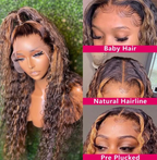 Highlighted 150% 180% Density Loose Deep Wave Curl Human Hair HD Lace Ombre 13x4 13x6 Highlighted Wig