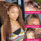 Highlighted 150% 180% Density Loose Deep Wave Curl Human Hair HD Lace Ombre 13x4 13x6 Highlighted Wig