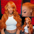 Ginger Orange Body Wave Human Hair 150% 180% Density Brazilian HD Lace wig