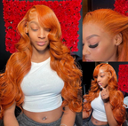 Ginger Orange Body Wave Human Hair 150% 180% Density Brazilian HD Lace wig