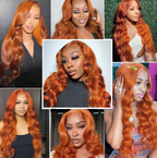 Ginger Orange Body Wave Human Hair 150% 180% Density Brazilian HD Lace wig