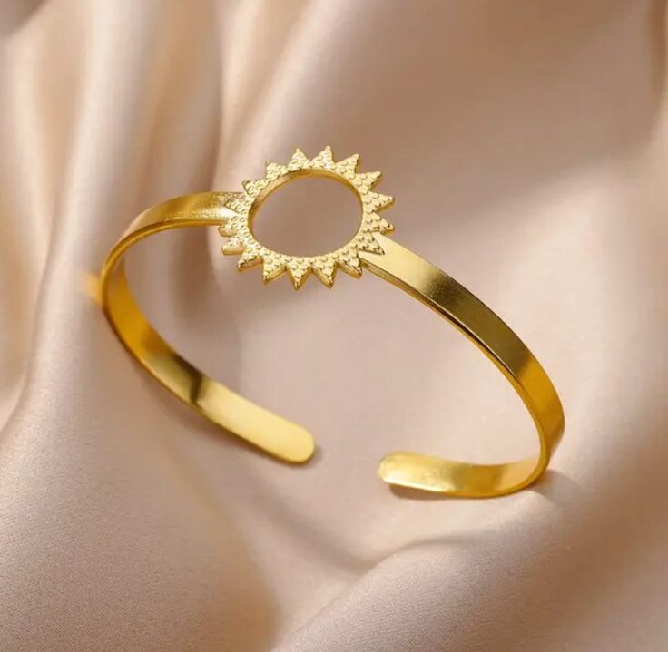 Stainless Steel Gold Plated Bracelet Woman Accessory 58-60mm  Trending Jewelry