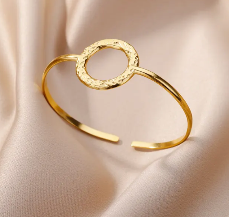 Stainless Steel Gold Plated Bracelet Woman Accessory 58-60mm  Trending Jewelry