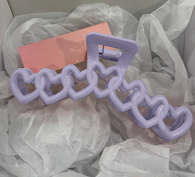 Hollow Heart Star Shape Hair Clip For Women 13cm Plastic Cross Head Clip