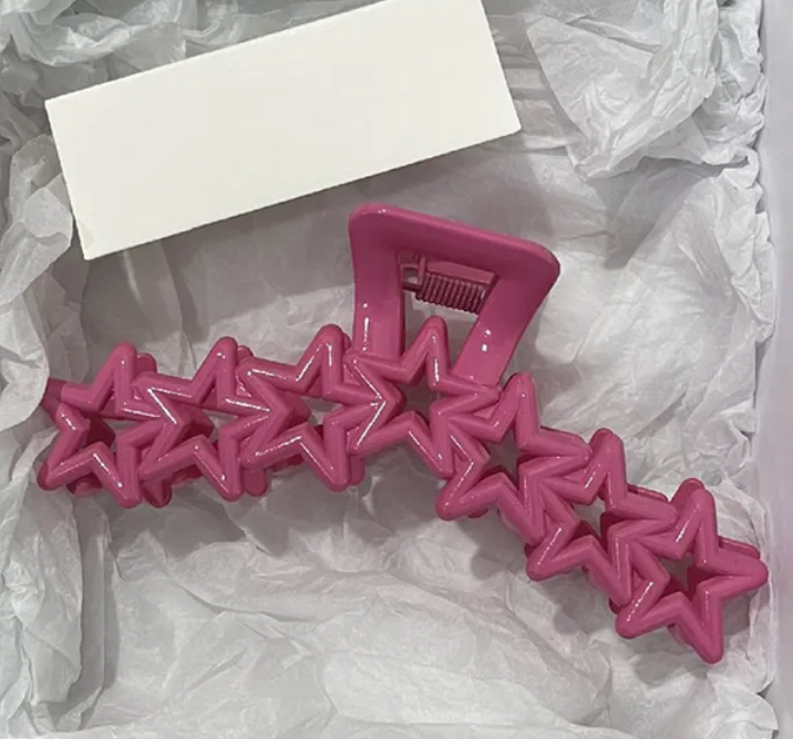 Hollow Heart Star Shape Hair Clip For Women 13cm Plastic Cross Head Clip