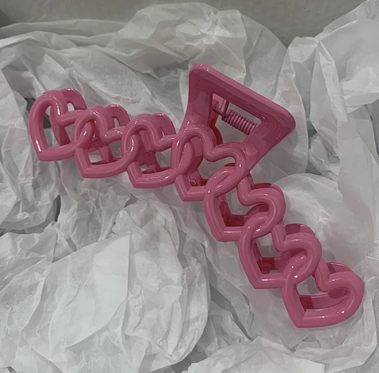 Hollow Heart Star Shape Hair Clip For Women 13cm Plastic Cross Head Clip