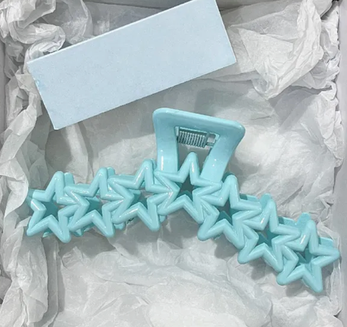 Hollow Heart Star Shape Hair Clip For Women 13cm Plastic Cross Head Clip