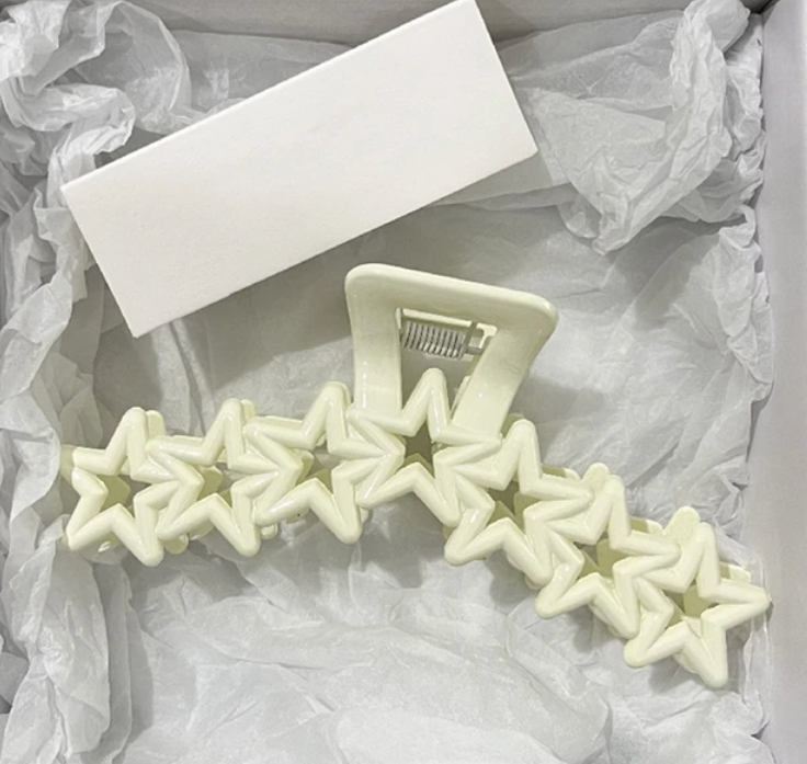 Hollow Heart Star Shape Hair Clip For Women 13cm Plastic Cross Head Clip