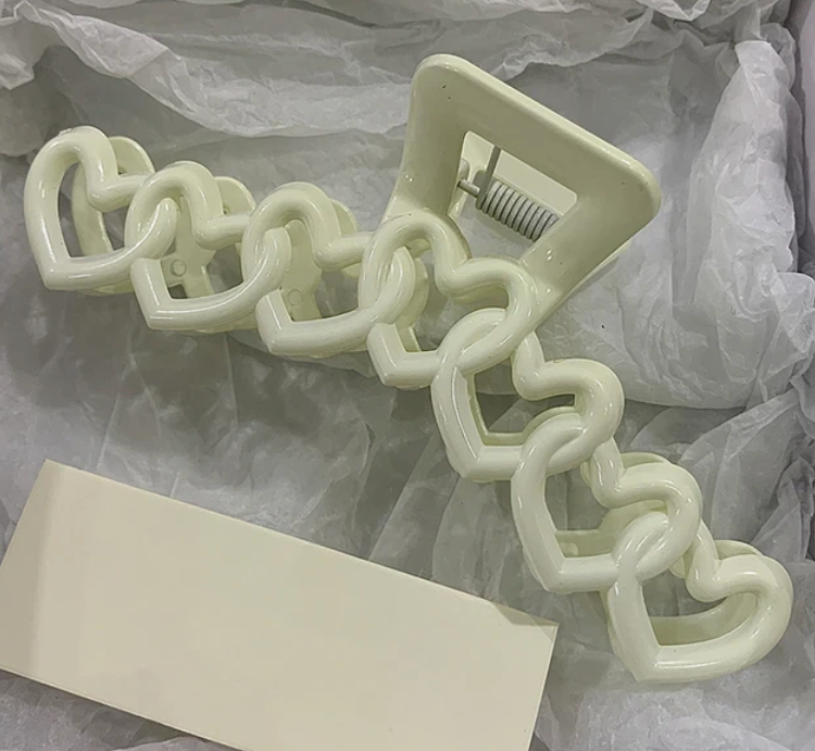 Hollow Heart Star Shape Hair Clip For Women 13cm Plastic Cross Head Clip