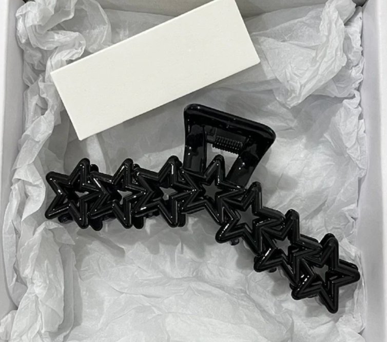 Hollow Heart Star Shape Hair Clip For Women 13cm Plastic Cross Head Clip