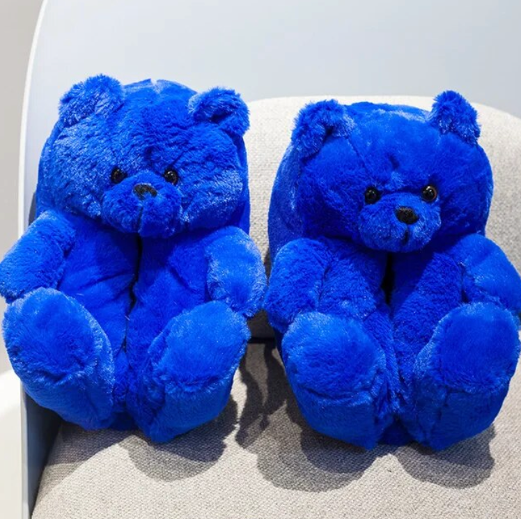 Teddy Bear Plush Fashion Furry Cute House Slippers Warm Comfortable Slip On Cartoon Slides