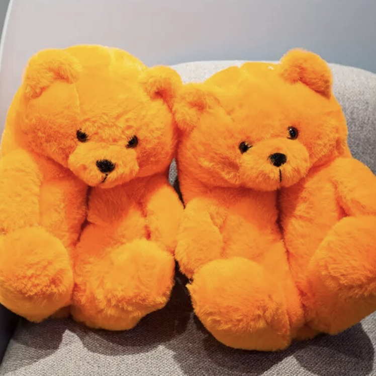 Teddy Bear Plush Fashion Furry Cute House Slippers Warm Comfortable Slip On Cartoon Slides