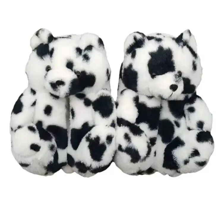 Teddy Bear Plush Fashion Furry Cute House Slippers Warm Comfortable Slip On Cartoon Slides