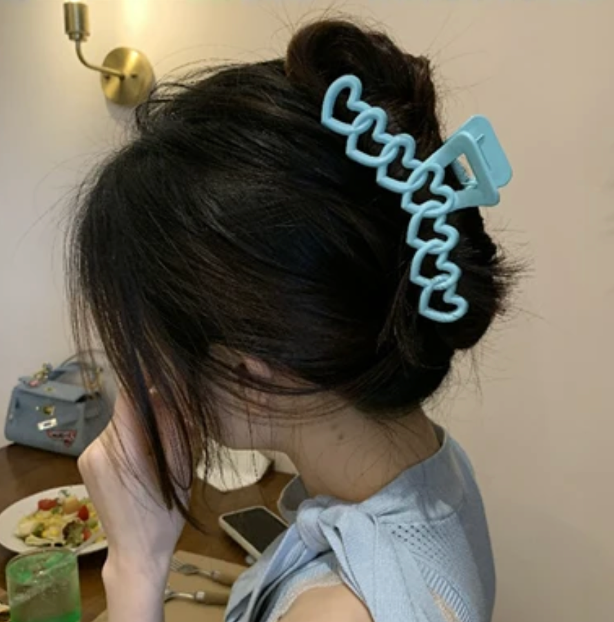 Hollow Heart Star Shape Hair Clip For Women 13cm Plastic Cross Head Clip