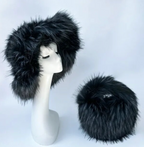 Womans Fashion Plush Faux Fur Trending Winter Rabbit Fur Oversized Fishermans Hat And Bag Set
