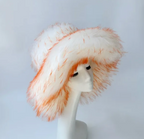 Womans Fashion Plush Faux Fur Trending Winter Rabbit Fur Oversized Fishermans Hat And Bag Set