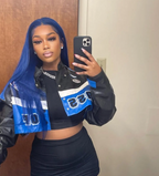 Blue Body wave Straight Brazilian Human Hair Wig Pre Plucked 13x4 Closure 180% Density Lace Front Wig