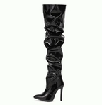 Over The Knee Extra Long Womens Fashion Boots Pleated High Heal Boots