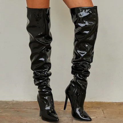 Over The Knee Extra Long Womens Fashion Boots Pleated High Heal Boots