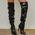 Over The Knee Extra Long Womens Fashion Boots Pleated High Heal Boots