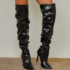 Over The Knee Extra Long Womens Fashion Boots Pleated High Heal Boots