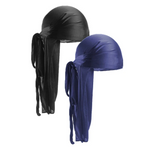 Unisex Mens 2pc Silky Durag Satin Head Turban Bandanna Head Scarf Doo Rag