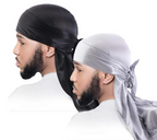 Unisex Mens 2pc Silky Durag Satin Head Turban Bandanna Head Scarf Doo Rag