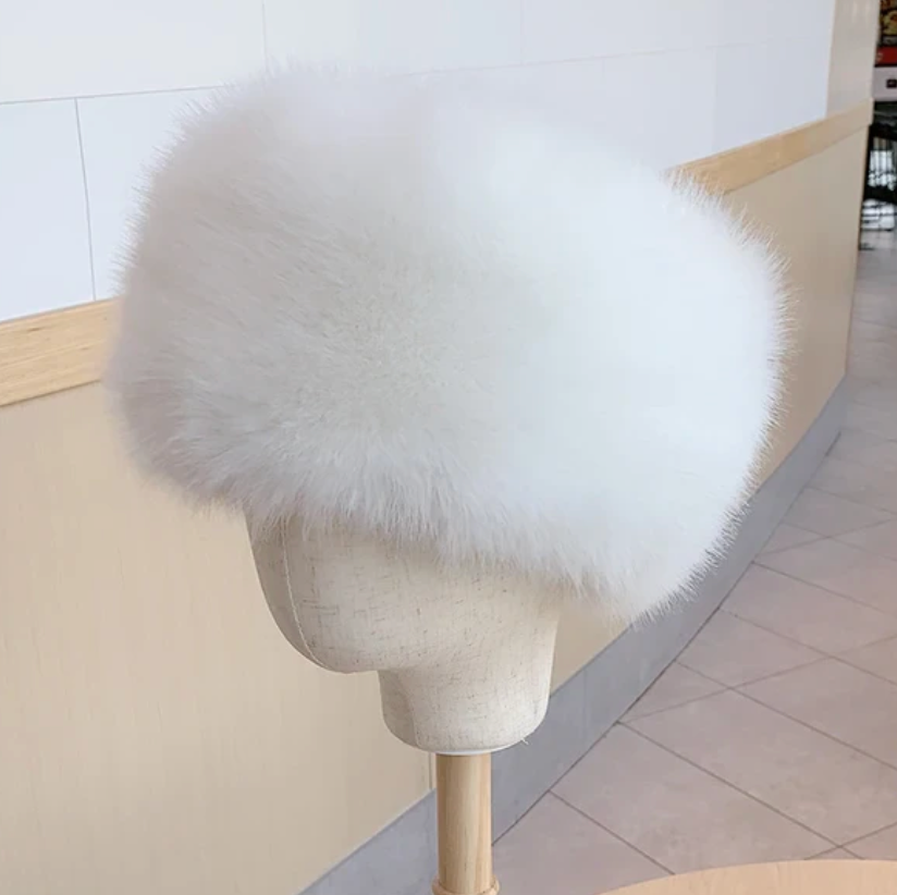 Winter Russian Fur Hat Thick Fluffy Hollow Center Neck Accessory Faux Fox Fur Trending Head Neck Design