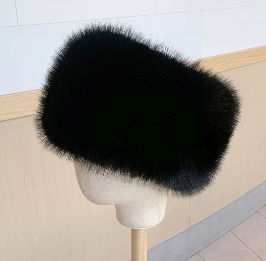 Winter Russian Fur Hat Thick Fluffy Hollow Center Neck Accessory Faux Fox Fur Trending Head Neck Design