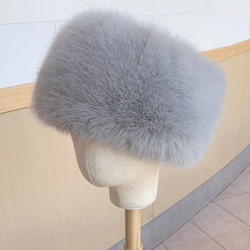 Winter Russian Fur Hat Thick Fluffy Hollow Center Neck Accessory Faux Fox Fur Trending Head Neck Design