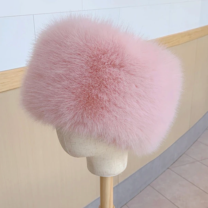 Winter Russian Fur Hat Thick Fluffy Hollow Center Neck Accessory Faux Fox Fur Trending Head Neck Design