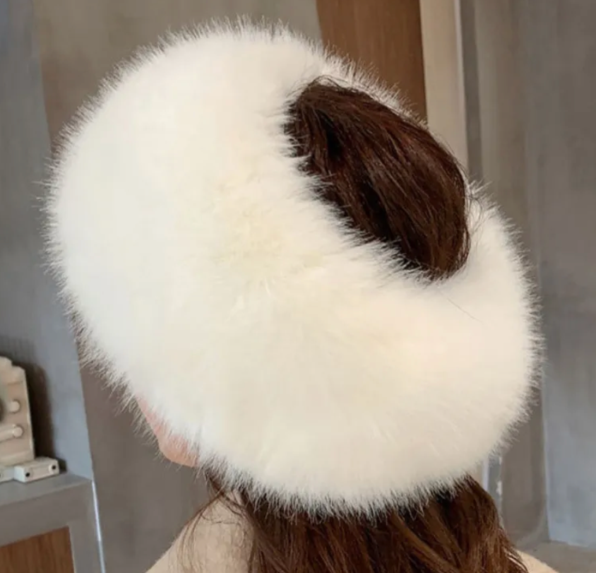Winter Russian Fur Hat Thick Fluffy Hollow Center Neck Accessory Faux Fox Fur Trending Head Neck Design