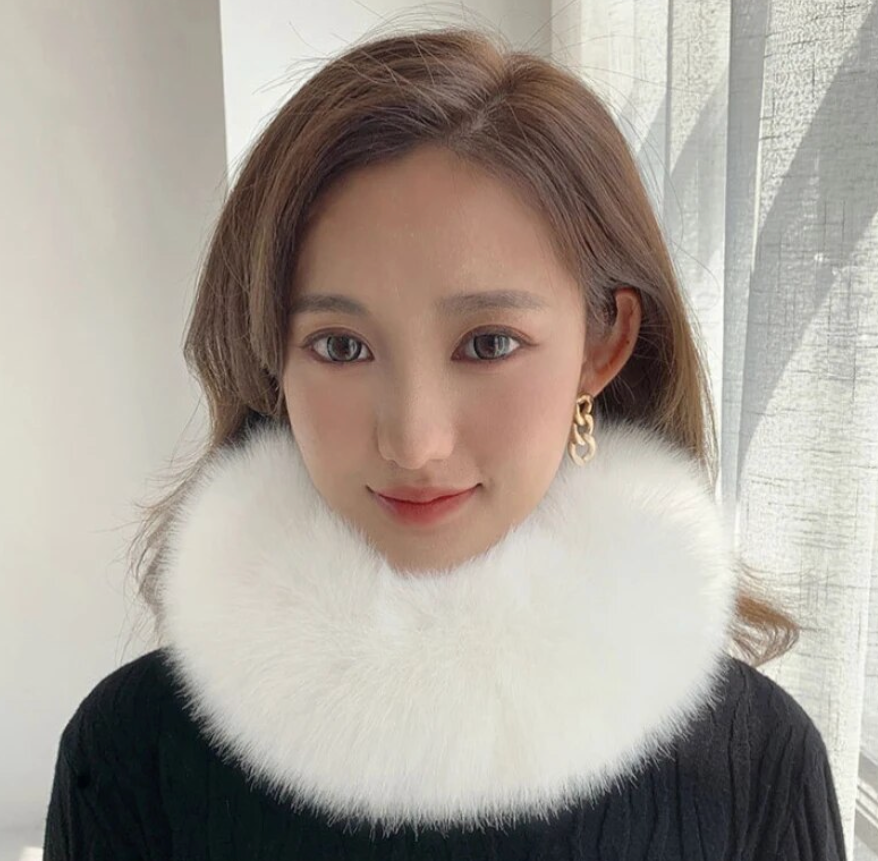 Winter Russian Fur Hat Thick Fluffy Hollow Center Neck Accessory Faux Fox Fur Trending Head Neck Design