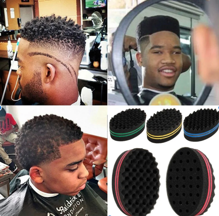 Mens Magic Hair Sponge Double Sided Twist Brush Afro Curl Hair brush Style Maker