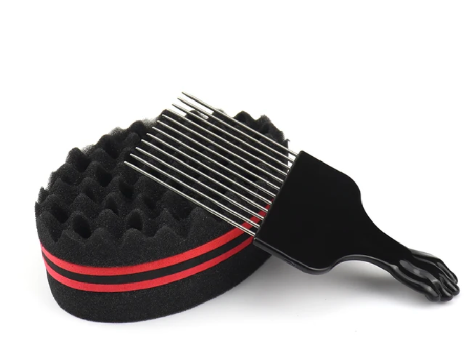 Mens Hair Sponge Twist Hair Design With Styling Pick