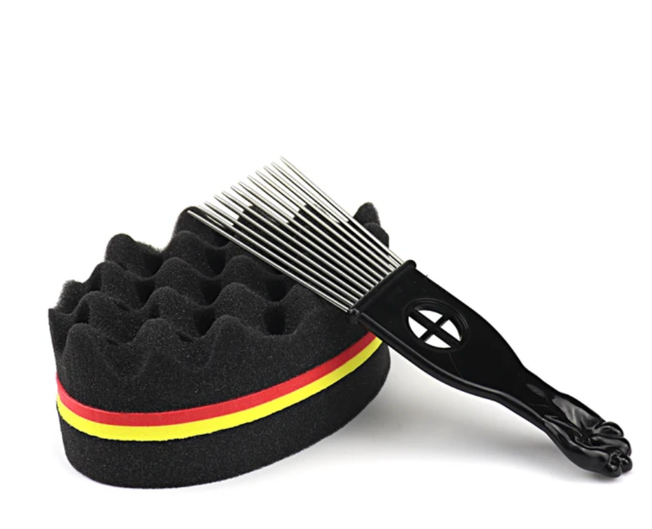 Mens Hair Sponge Twist Hair Design With Styling Pick