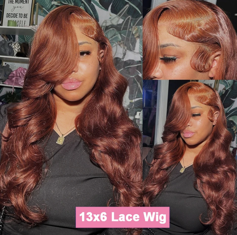 Reddish Brown Body Wave Human Hair 4x4 13x4 13x6 Frontal Dark Red Brown Pre Plucked Hd Lace