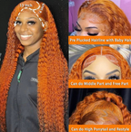Ginger Orange Deep Wave Loose Curly Human Hair Orange Brazilian Wig 180% 200% Density Lace Front Wig