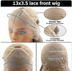 Synthetic Ash Blond Silver Grey Woman's Wig Glueless Body wave Wig 13x3.5 Closure