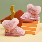 Kids Glittery Fur Thick Plush Sparkly Boots Soft Bottom Children's Boots