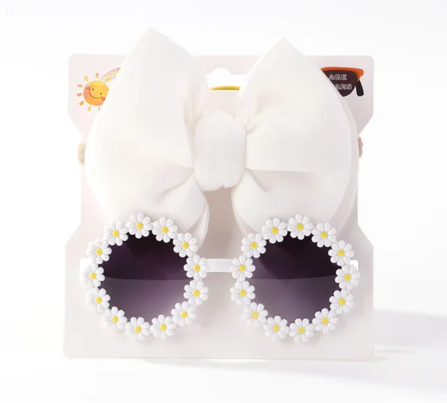 Cute Trending kids 2Pcs Bow And Glasses Set Accessories Children's Girls Fashion