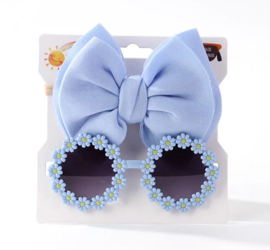 Cute Trending kids 2Pcs Bow And Glasses Set Accessories Children's Girls Fashion