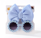 Cute Trending kids 2Pcs Bow And Glasses Set Accessories Children's Girls Fashion