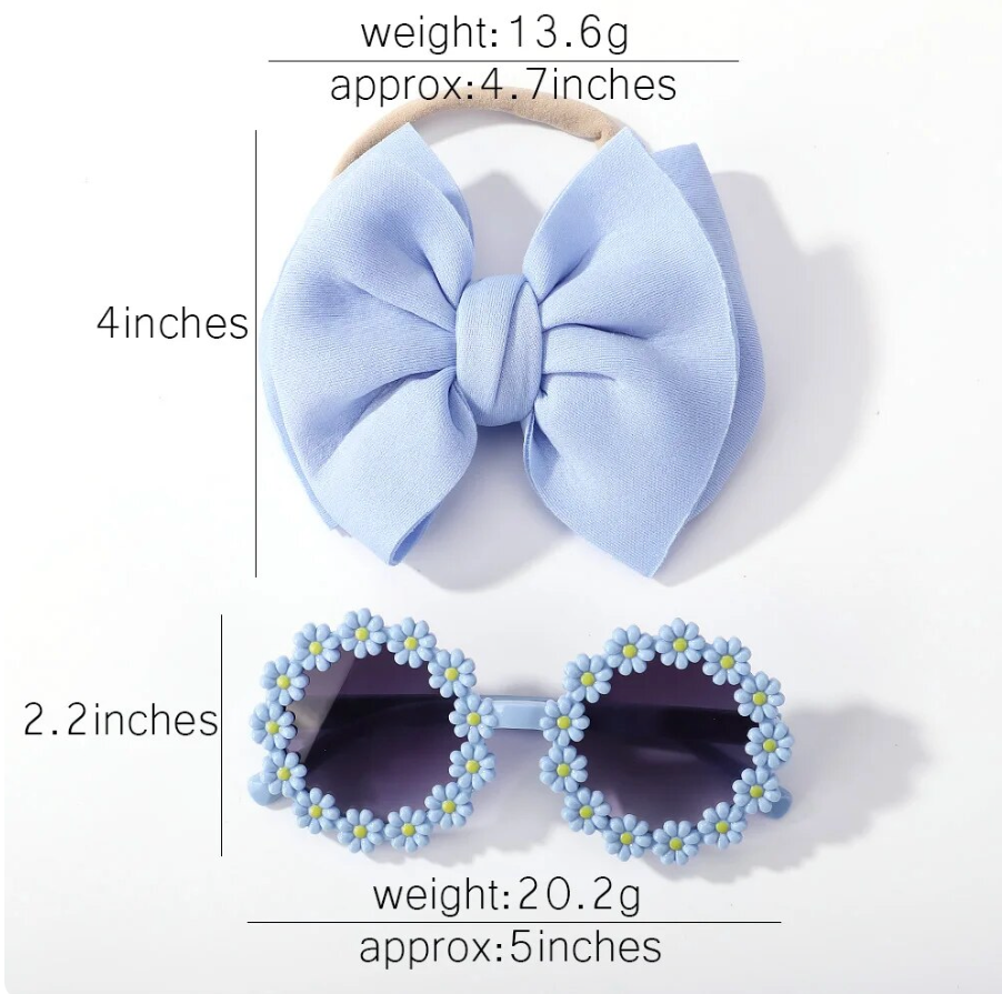 Cute Trending kids 2Pcs Bow And Glasses Set Accessories Children's Girls Fashion
