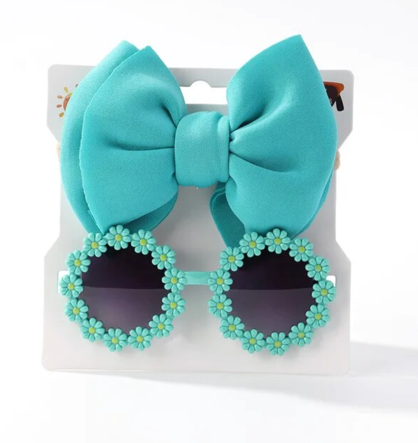 Cute Trending kids 2Pcs Bow And Glasses Set Accessories Children's Girls Fashion