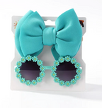 Cute Trending kids 2Pcs Bow And Glasses Set Accessories Children's Girls Fashion
