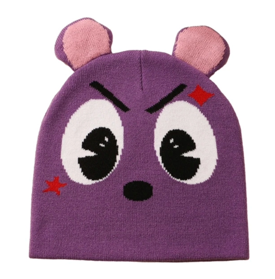 Colored Knitted Beanie Winter Warm Cartoon Design Head Warmer Hat