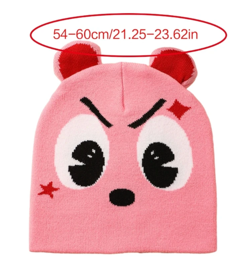 Colored Knitted Beanie Winter Warm Cartoon Design Head Warmer Hat