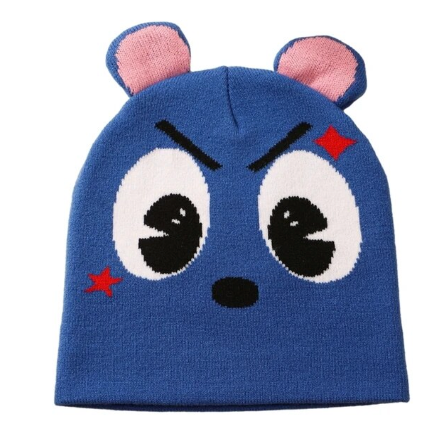 Colored Knitted Beanie Winter Warm Cartoon Design Head Warmer Hat