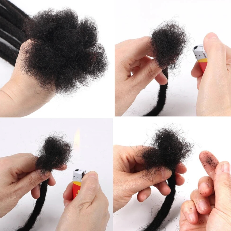 Human Hair Dread Lock Extensions 0.6cm Men/Woman Crochet Organic Hair Faux Locks